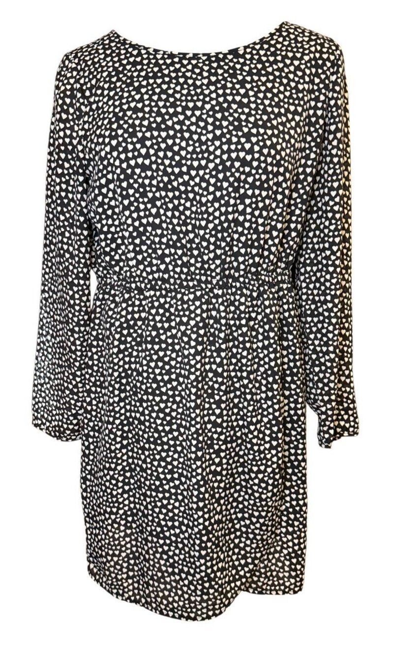 J. Crew Mercantile Black & White Heart All Over Print Sz. 14 Office Work